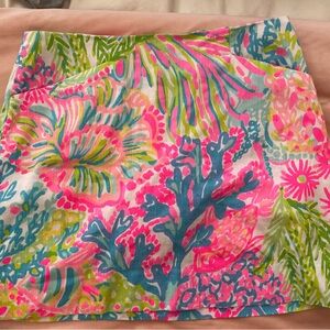 Lilly Pulitzer Pink Teal Lime Wave Print Skirt